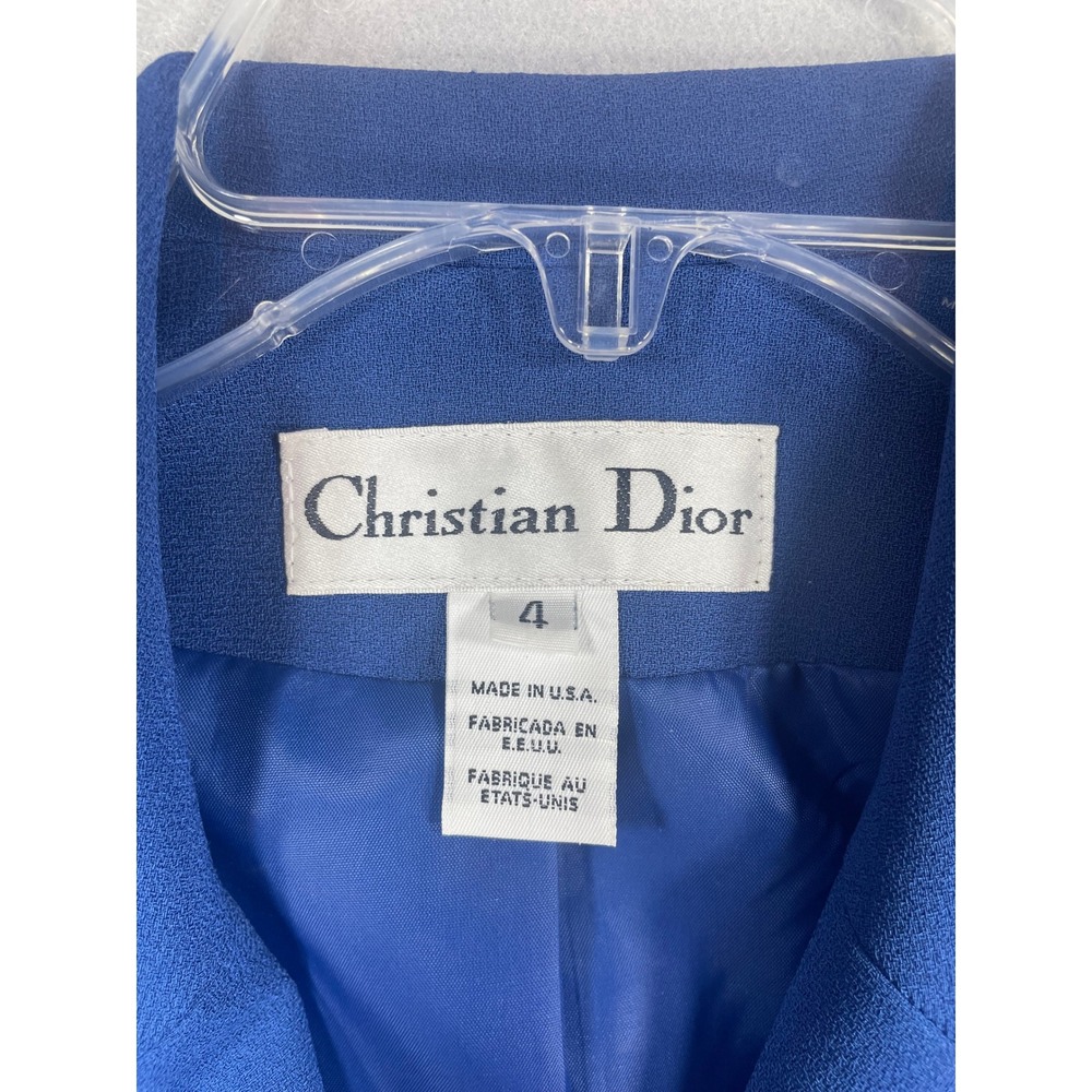 Christian Dior Vintage Royal Blue Skirt Suit Set Blazer Pencil Skirt Size 4 - Picture 2 of 14